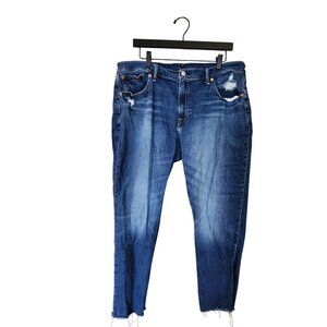 Gap Girlfriend Mid Rise Distressed Jeans Size 16R Blue Denim